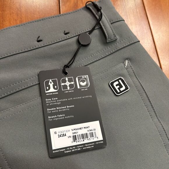 NWT Footjoy 5 Packets Gray Golf Pants size 34x32 - Picture 10 of 16